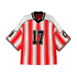 Oversized Striped Knit Baseball Jersey - IMG