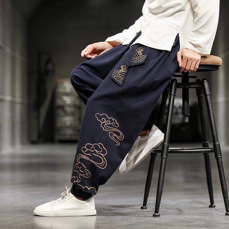 Oversized Wide Leg Sweatpants with Embroidery Harajuku Streetwear - IMG