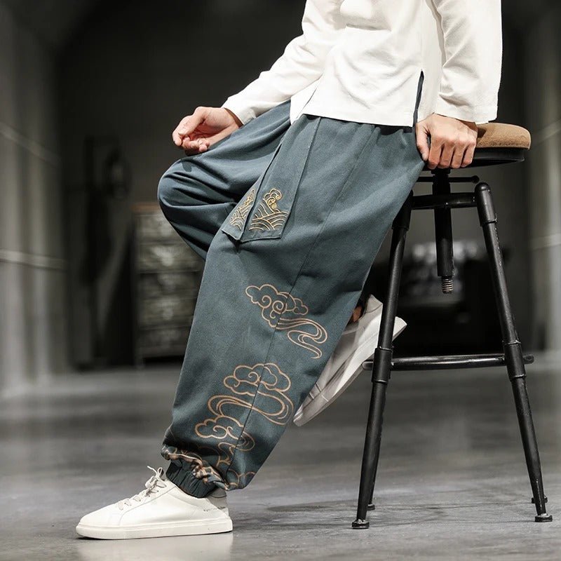 Oversized Wide Leg Sweatpants with Embroidery Harajuku Streetwear - IMG