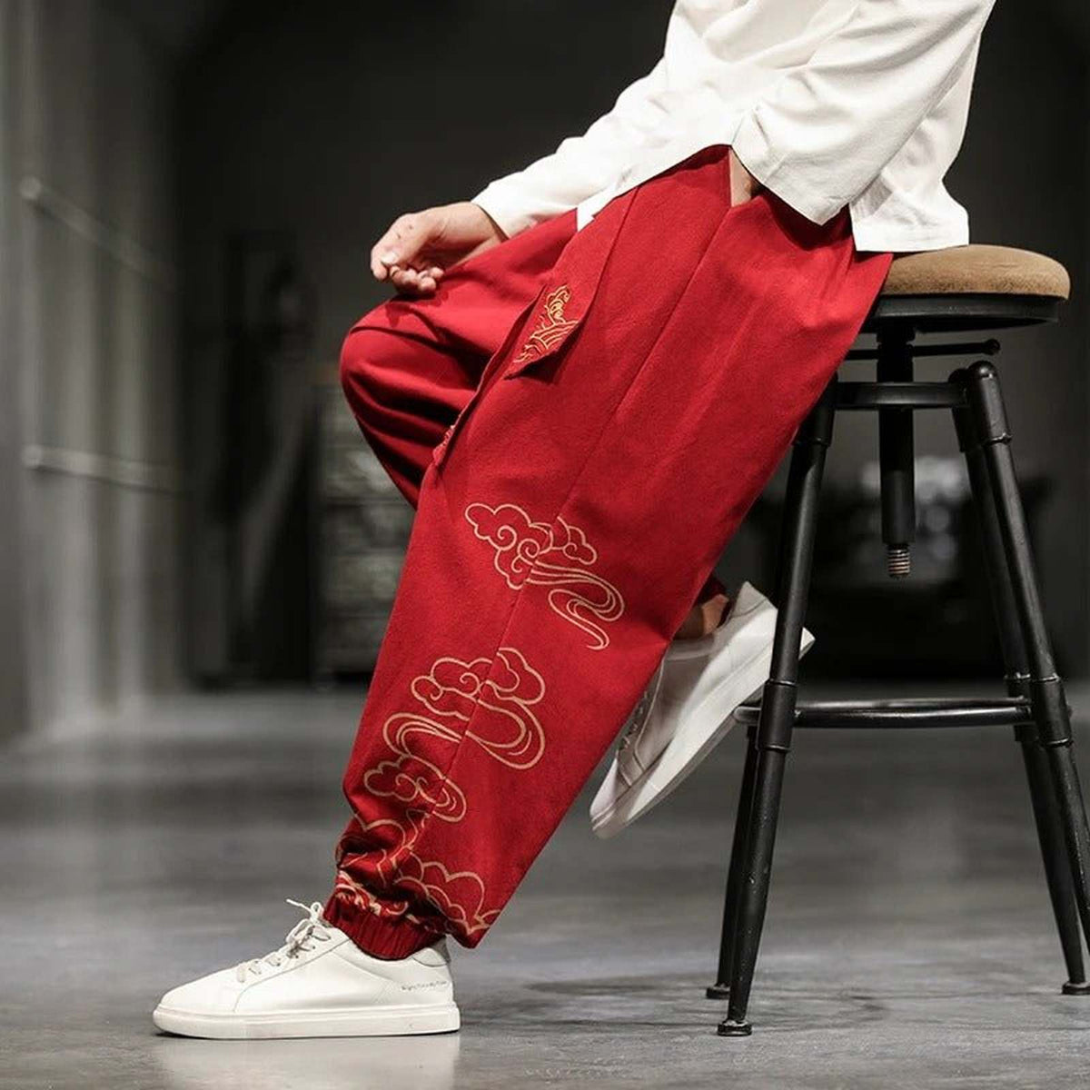 Oversized Wide Leg Sweatpants with Embroidery Harajuku Streetwear - IMG
