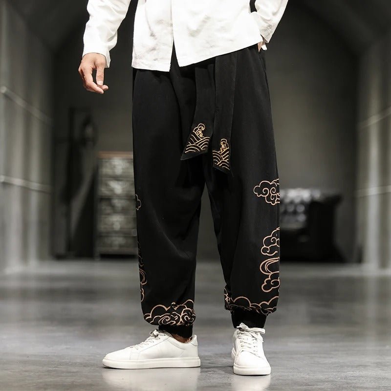 Oversized Wide Leg Sweatpants with Embroidery Harajuku Streetwear - IMG