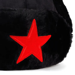 Red Star Black Plush Trapper Lumberjack Hat - IMG