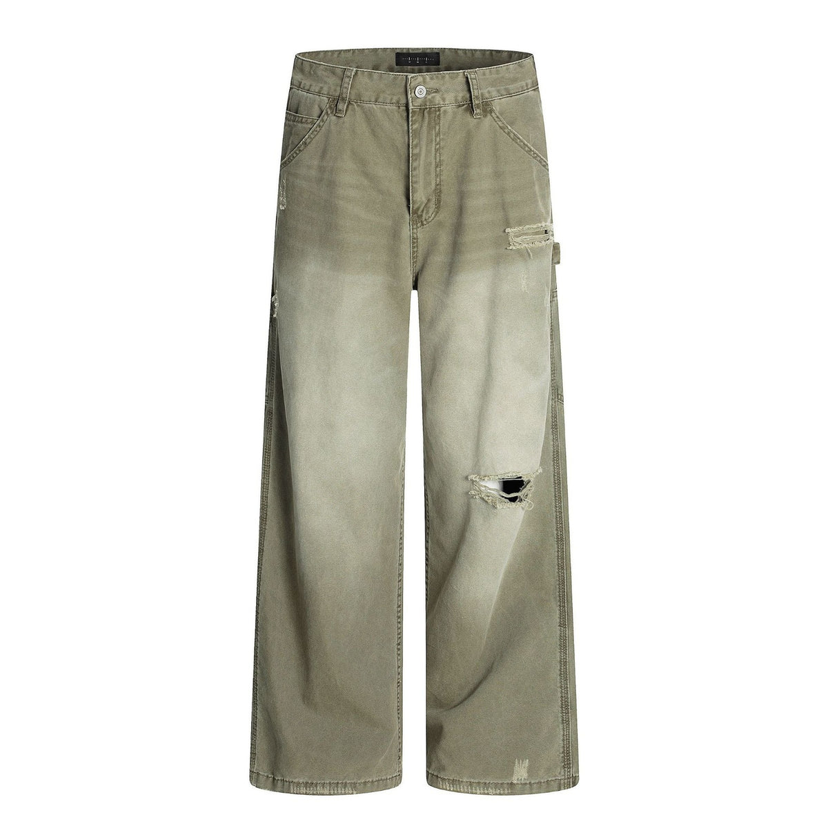 green baggy jeans women