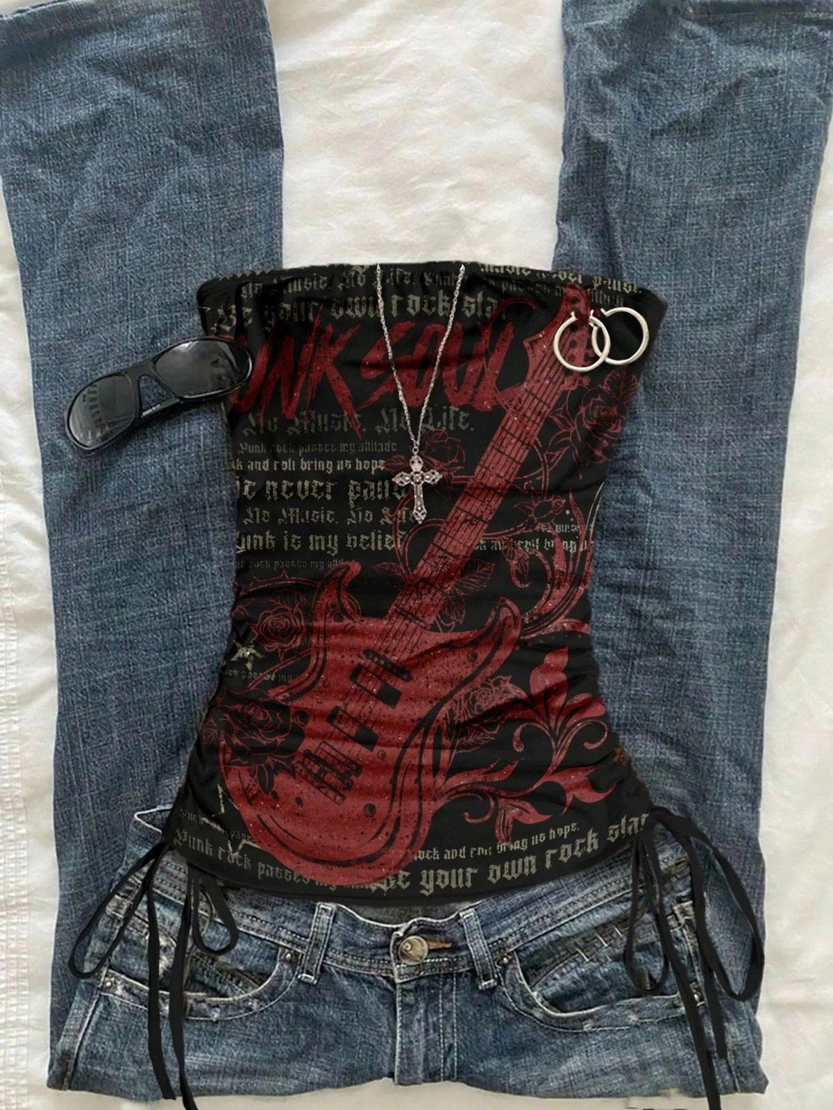 Retro Drawstring Cutout Vest Top - IMG