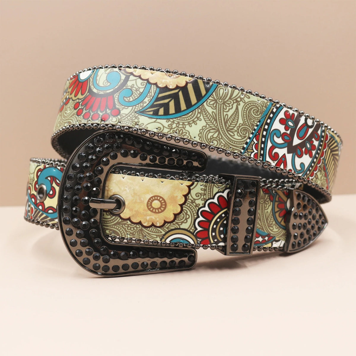Rhinestone Punk Waist Belt – Y2K Bling PU Statement Piece - IMG