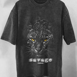 Savage Leopard Acid Wash Oversized T-Shirt - IMG