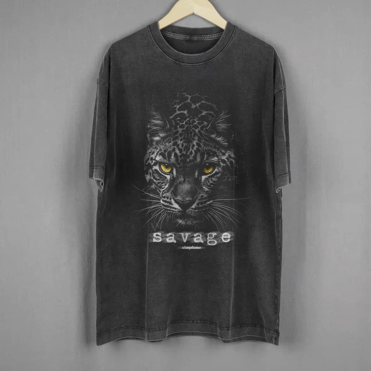 Savage Leopard Acid Wash Oversized T-Shirt - IMG