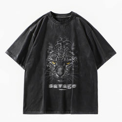 Savage Leopard Acid Wash Oversized T-Shirt - IMG