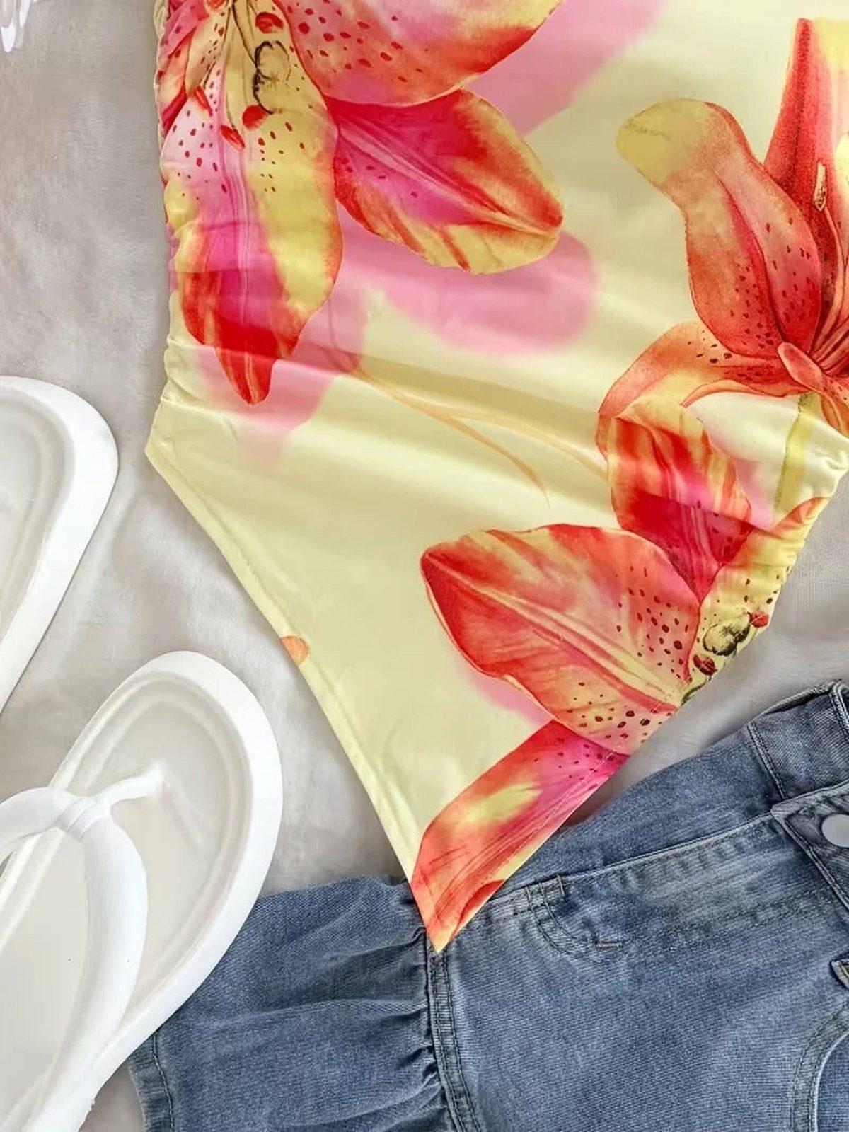 Scarlet Chaos One Shoulder Ruffle Y2K Crop Top - IMG