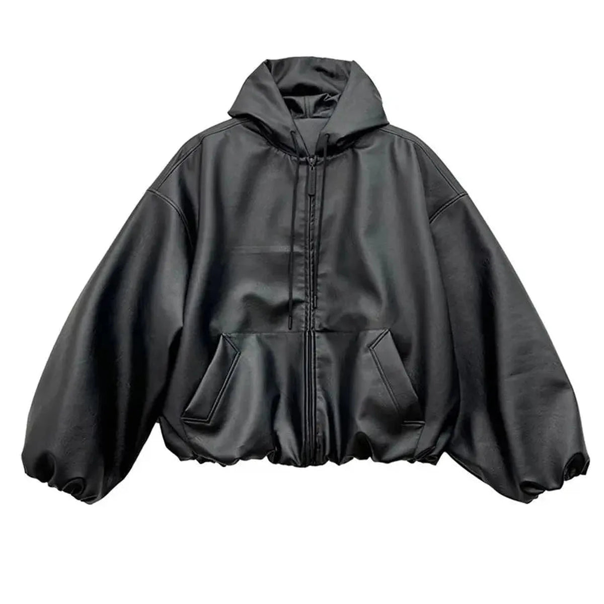 Shadow Hood PU Leather Jacket - IMG
