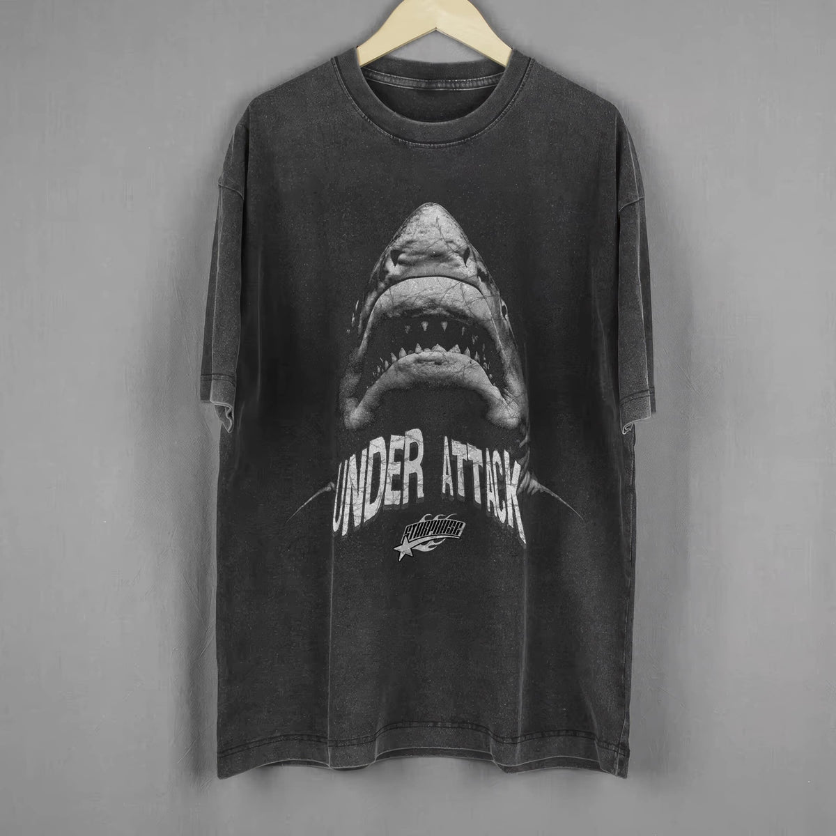 Shark Attack Distressed Oversized T-Shirt - IMG