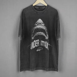 Shark Attack Distressed Oversized T-Shirt - IMG