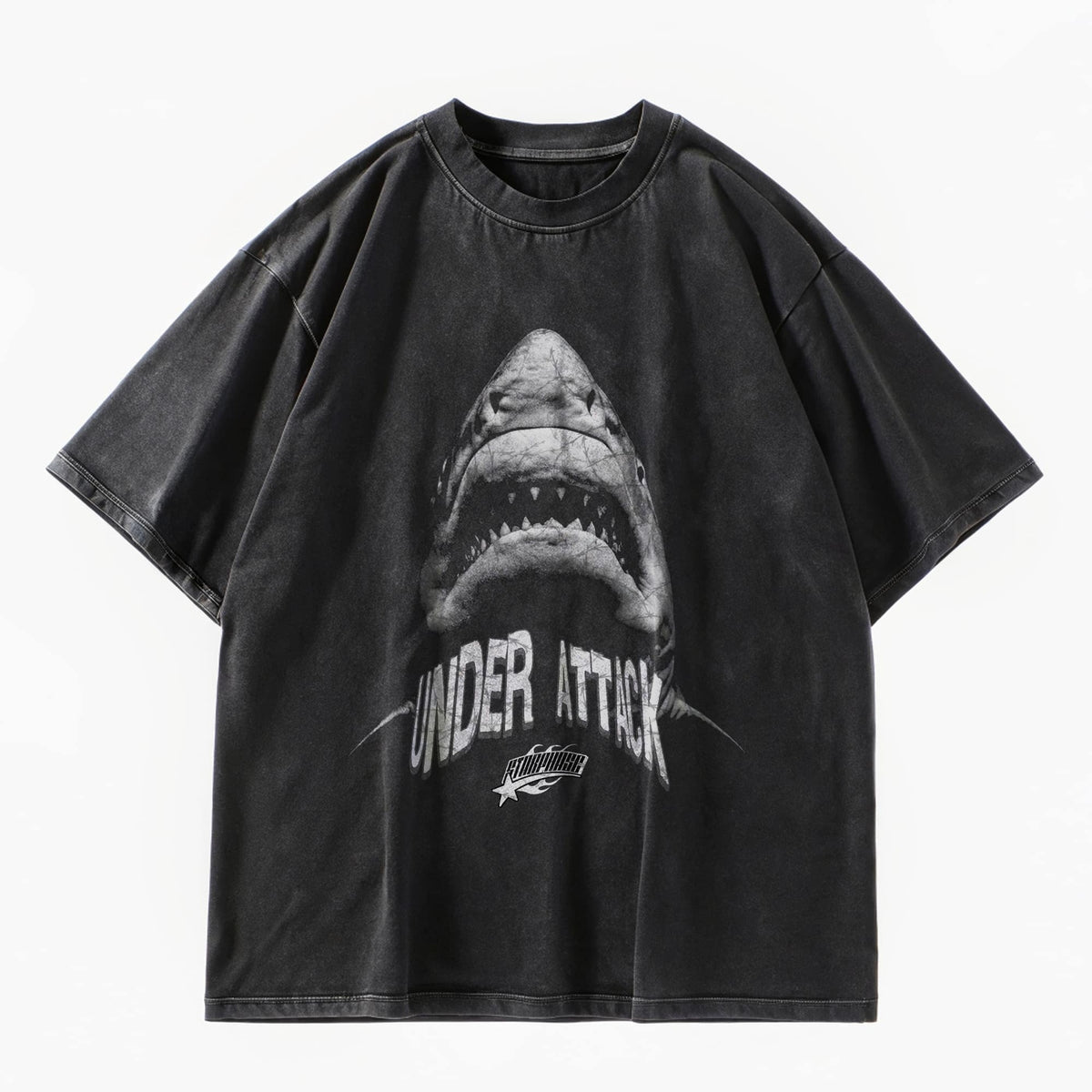 Shark Attack Distressed Oversized T-Shirt - IMG