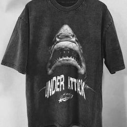 Shark Attack Distressed Oversized T-Shirt - IMG