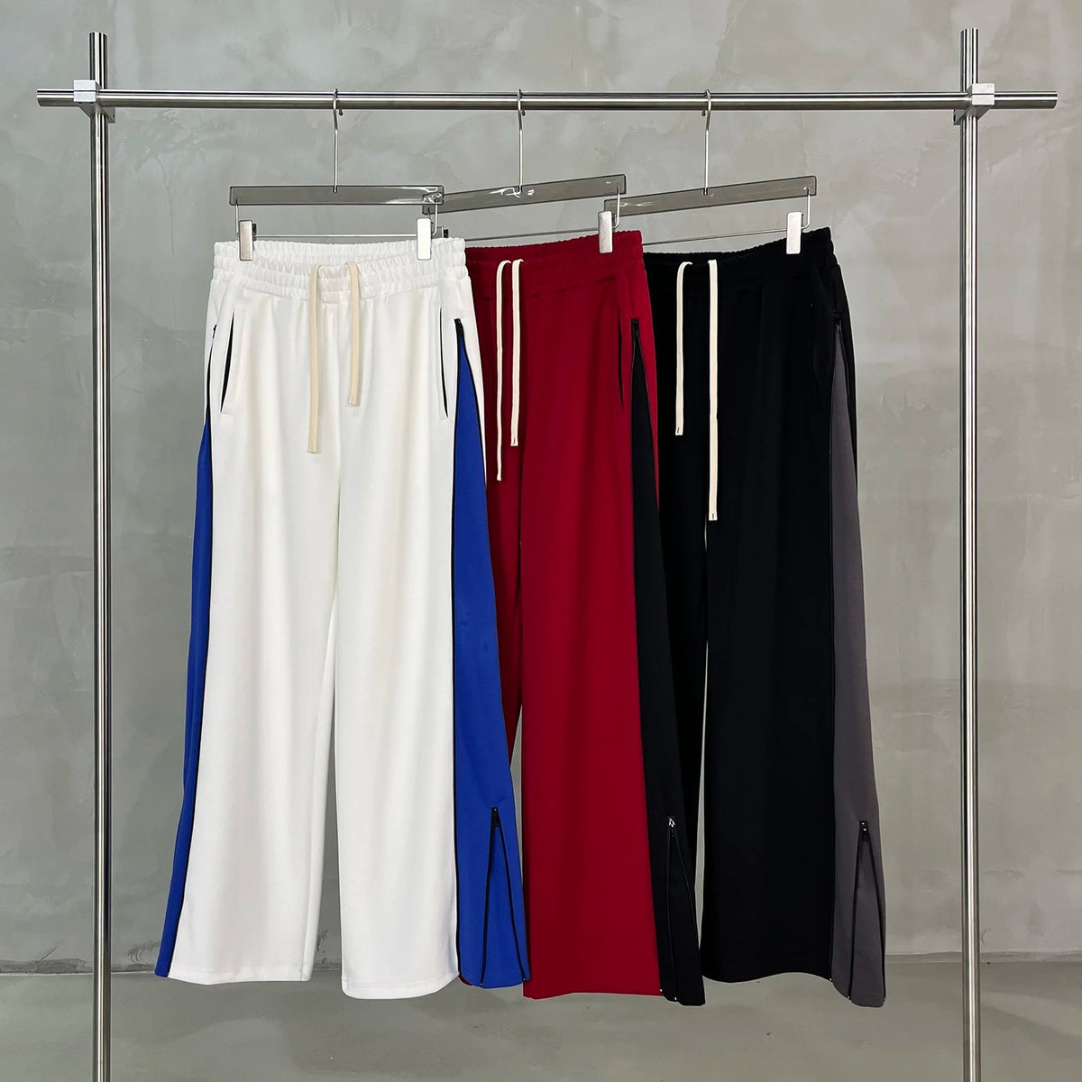 Side Stripe Oversized Wide Leg Sweatpants Y2K Colorblock Streetwear - IMG