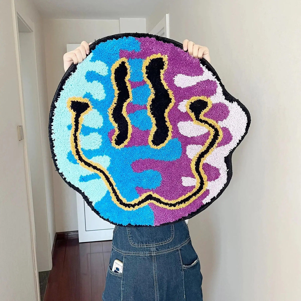 Smiley Face Plush Tufted Accent Rug - IMG