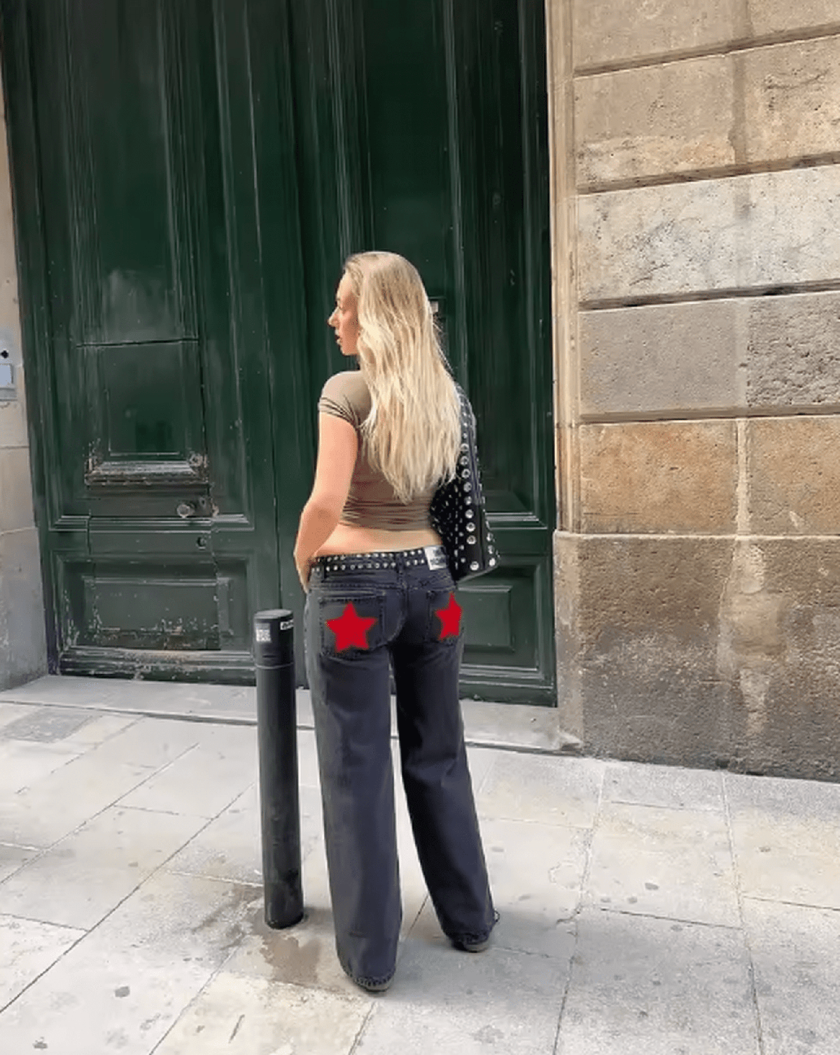 Star Print Wide Leg Y2K Jeans Women - IMG