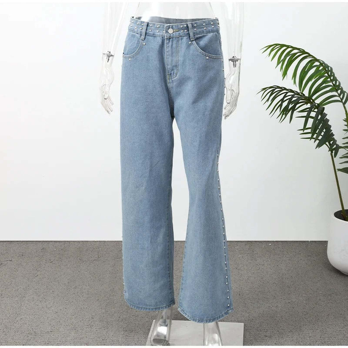 Star Print Wide Leg Y2K Jeans Women