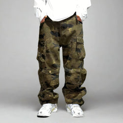Tactical Multi-Pocket Camo Baggy Cargo Jeans - IMG