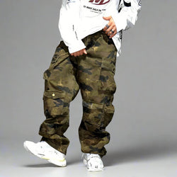 Tactical Multi-Pocket Camo Baggy Cargo Jeans - IMG