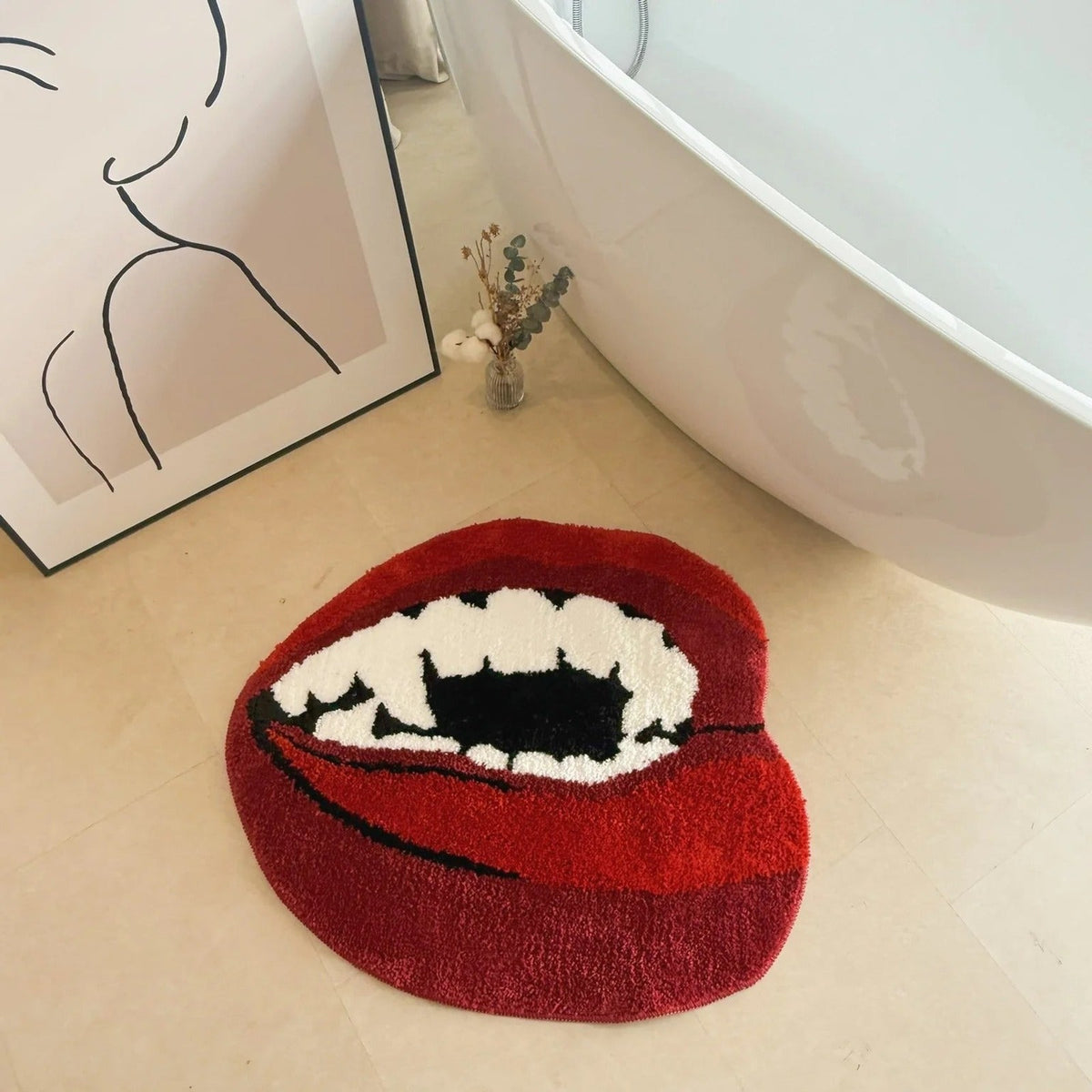Vampire Lips Tufted Statement Rug - IMG