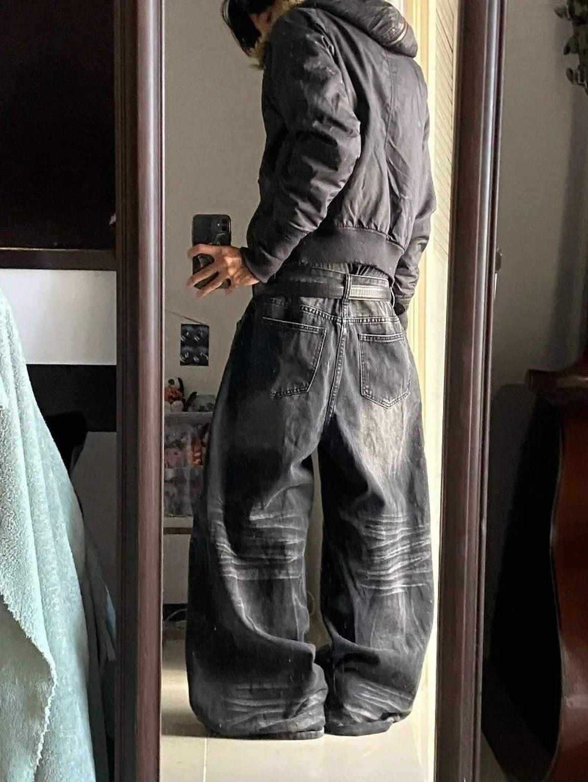 Washed Out Wide-Leg Denim — Y2K Oversized Graphic Jeans - IMG