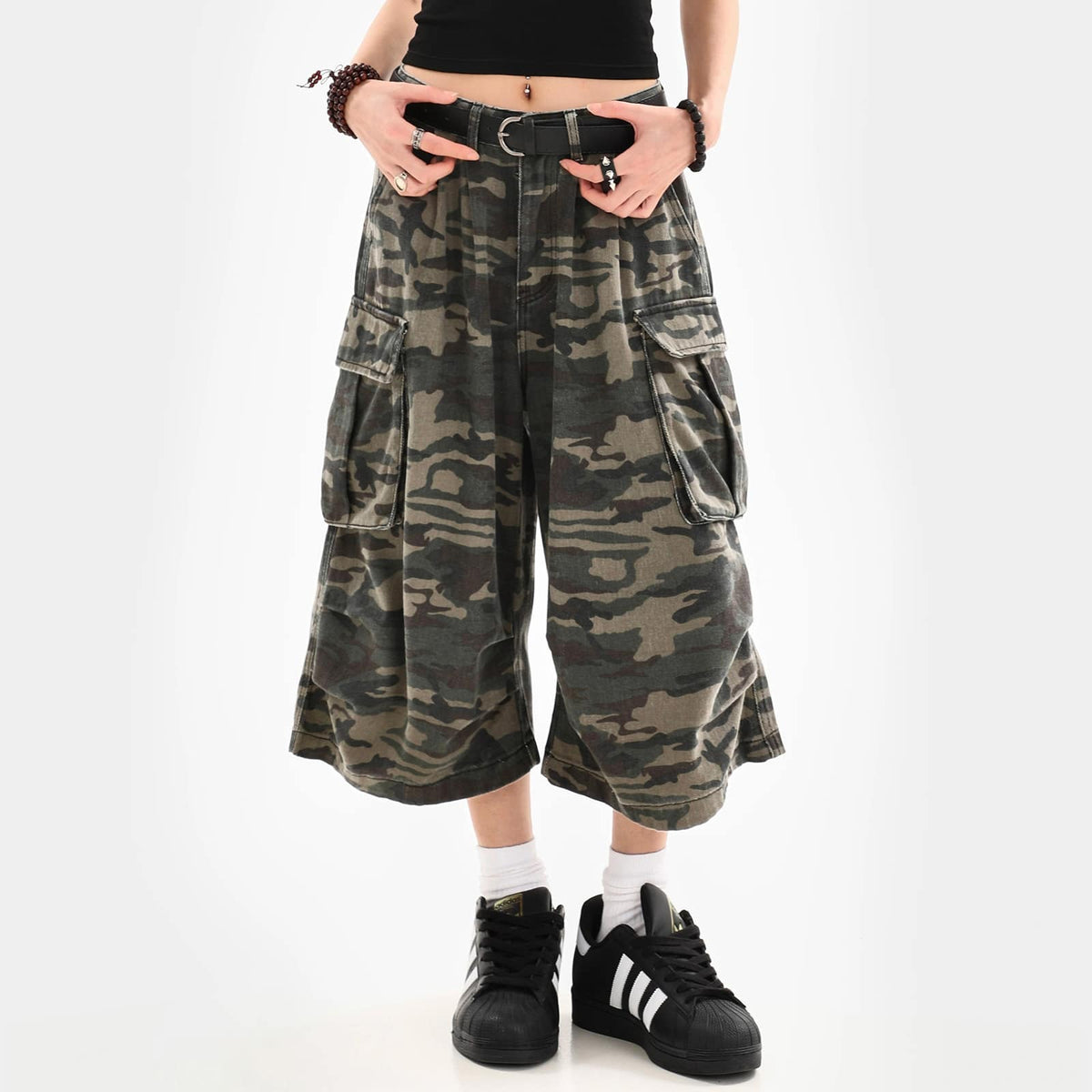 Camouflage Y2K Baggy Cargo Shorts - IMG