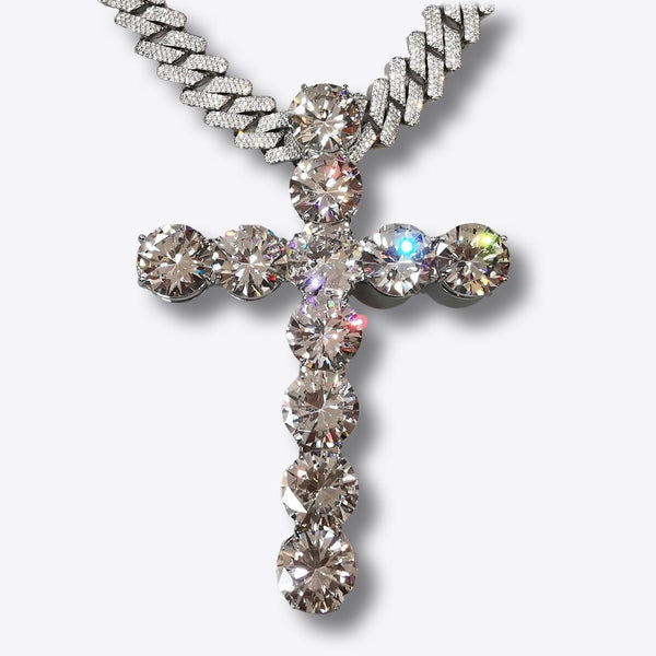 Men Hip Hop Gold Plated Iced Out Cross CZ Pendant Necklace 26