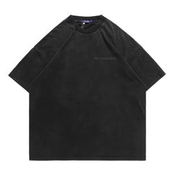 Matte Black Foaming Letter Print Oversized T-Shirt - IMG