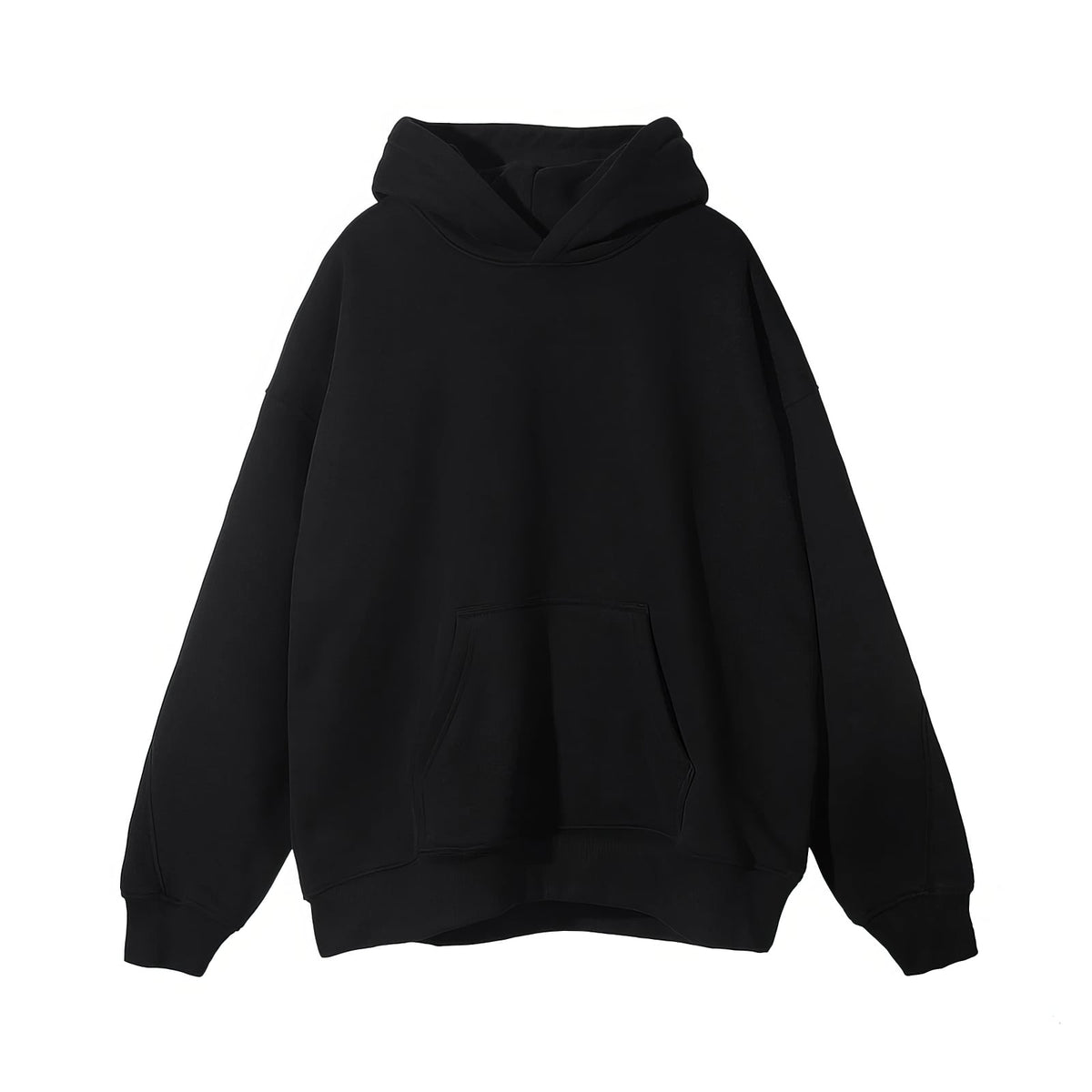 Oversized Solid Fleece Pullover Hoodie - IMG