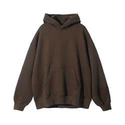 Oversized Solid Fleece Pullover Hoodie - IMG