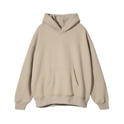 Oversized Solid Fleece Pullover Hoodie - IMG