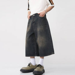 Retro Distressed Hip-Hop Denim Baggy Shorts - IMG