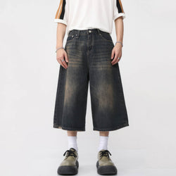 Retro Distressed Hip-Hop Denim Baggy Shorts - IMG