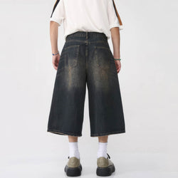 Retro Distressed Hip-Hop Denim Baggy Shorts - IMG