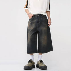 Retro Distressed Hip-Hop Denim Baggy Shorts - IMG